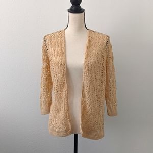 Crochet cream color cardigan sz about M